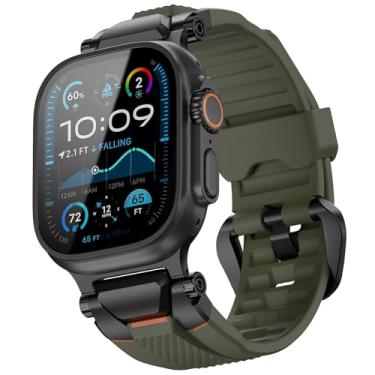 Imagem de ULTIMAL Compatível com Apple Watch Ultra 3/2/1 de 49 mm/46 mm/45 mm/44 mm para homens, pulseira de silicone com fivela de aço inoxidável durável para Apple Watch Ultra 3/2/1 séries 11/10/9/8/7/6/5/4/3