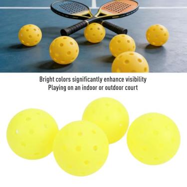 Imagem de Fockety Bola de 40 Buracos, Bola de Competição Externa PE de Salto Alto de 74 Mm Com Balde de Armazenamento Transparente e Alça Antiderrapante para Treinamento de Tênis Em Quadra (Amarela)