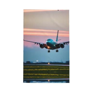 Imagem de XLLingL Avião nas luzes noturnas impressão de toalhas de cozinha waffle, panos de prato de microfibra, para decoração e limpeza de cozinha - 1 peça