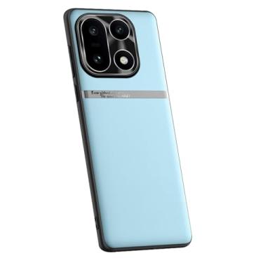Imagem de LTLMYDAM Capa fina para OnePlus 15, proteção de câmera de metal, capa de couro líquido, borda macia, capa de negócios à prova de choque, azul, 15