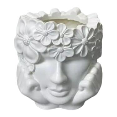 Imagem de KiBcsLic Organizador de mesa para pincéis de maquiagem em formato de rosto, porta-canetas e lápis para materiais de escritório e acessórios de pintura. Ideal