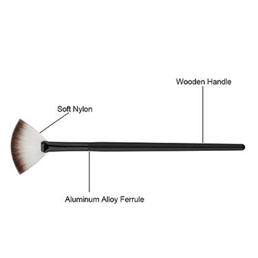 Imagem de CUOFYUNL Profissional Pincel de Maquiagem em Forma de Leque Cosméticos Fundação Creme Pincel de Pó Mulheres Cosméticos Pincel de Maquiagem Preto