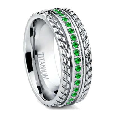 Imagem de ringcolor Anel masculino banhado a ouro preto 8 mm roxo AAA CZ titânio aço masculino aliança de casamento masculina, 13, Strass, Zircônia cúbica