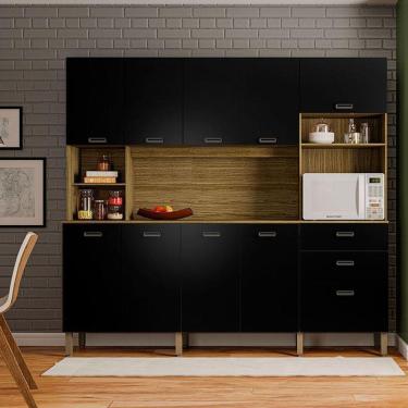 Imagem de Cozinha Ambiente Intense 10 Portas E 2 Gavetas Freijó Nero - Kits Paraná