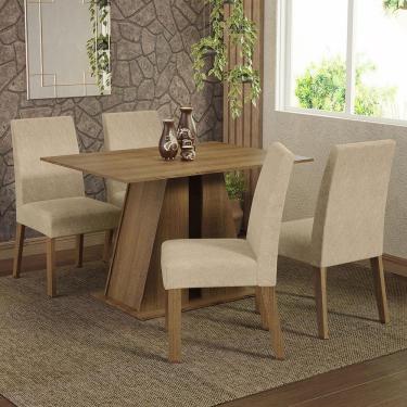 Imagem de Conjunto Sala De Jantar Mesa Tampo De Madeira 4 Cadeiras Rustic/imperial Agnes Madesa