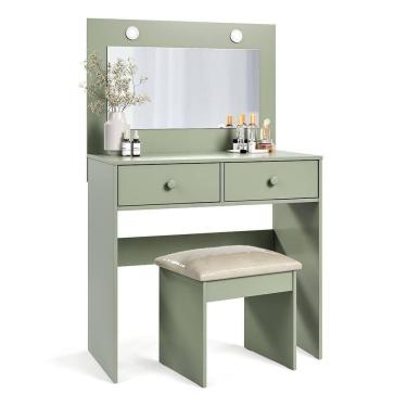 Imagem de Penteadeira Camarim Maia Caapi Com Banqueta Almofadada - Móveis Luapa Caapi