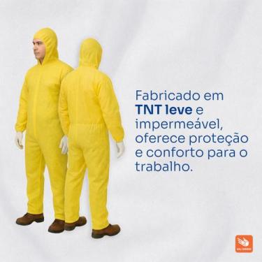 Imagem de Macacão De Proteção Química Amarelo Impermeável Com Capuz - Ympulse, X