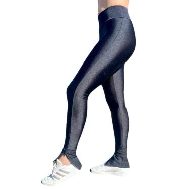Imagem de Calça Legging Cirrê Feminino Cós Médio Tecido Brilhante Zíper na Barra Resistente Elegante-Feminino