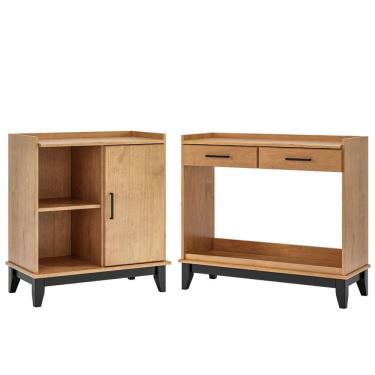 Imagem de Kit Balcão Buffet e Aparador 90 cm 100% Madeira Maciça Noble