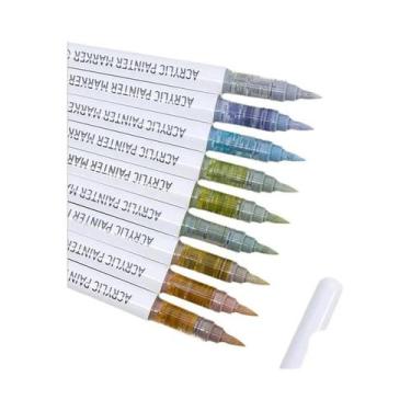 Imagem de Conjunto De Canetas Marcadoras Acrílicas Multicoloridas Com 9 Cores E 