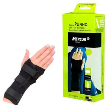 Imagem de Órtese Punho Mercur Tala Bilateral Preta Tamanho M