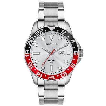 Imagem de Relógio Seculus Masculino Aço Com Lupa Calendário Prata 44210G0SVNA2-Masculino