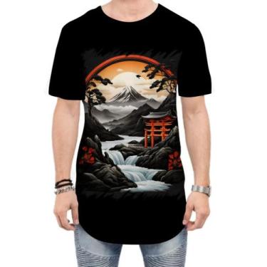 Imagem de Camiseta Longline Paisagem Oriental Portão Torii 4 - Kasubeck Store®, 