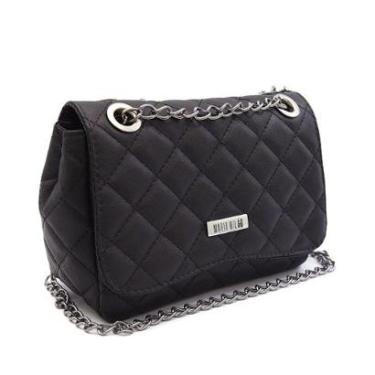 Imagem de Bolsa Transversal Preta Maria Milão Cluth Matelassê Com Corrente-Feminino