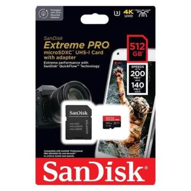 Imagem de Cartão Memória Sandisk Extreme Pro Micro Sd Xc 512Gb 200Mbs