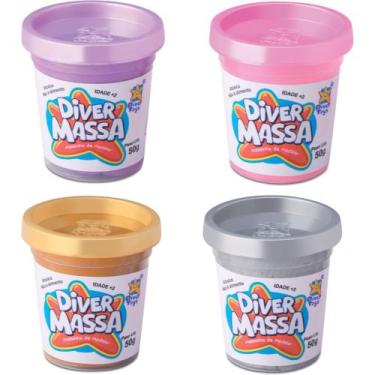 Imagem de Diver Massas - Kit 4 Potinhos Perolados - Massinha de modelar DIVER TO