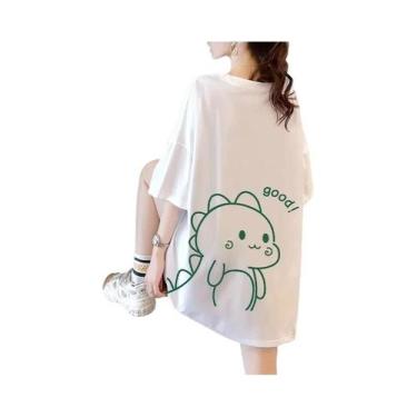 Imagem de Camiseta Branca Casual De Algodão Puro Com Manga Curta Larga E Oversiz