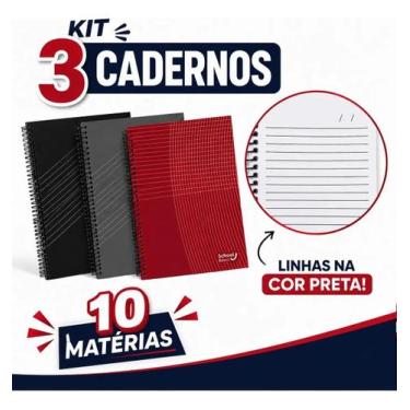 Imagem de 3 Cadernos 10 Matéria 160fls Universitário Confetti Modelos