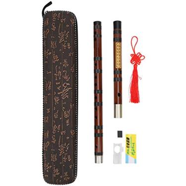 Imagem de Flauta de bambu profissional Walfront C Key 8 anos secos Dizi Flauta de bambu amargo com filme de flauta de corpo dourado em relevo e de filme de flauta sólida