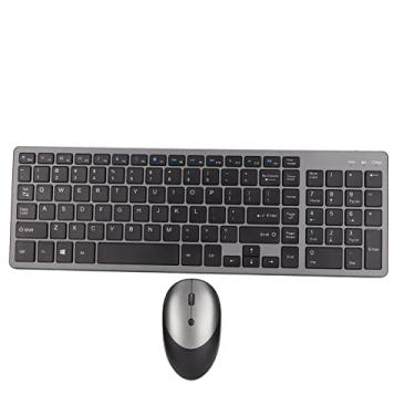 Imagem de Teclado e mouse sem fio, combinação de teclado e mouse sem fio de tamanho completo de 2,4 GHz com teclado numérico, 800-1600 DPI ajustável, 14 teclas de atalho, para computador portátil PC