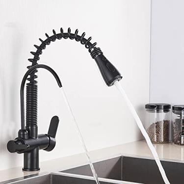 Imagem de Torneira de cozinha de água de purificação de ouro preto rotação de 360 ​​graus Torneira de água pura filtrada guindaste multifuncional torneira misturadora Torneira, preto fosco B, 1