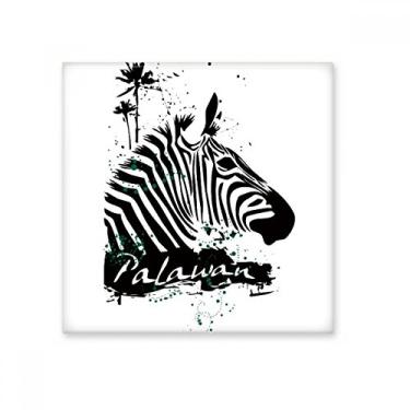 Imagem de Palawan Adesivo brilhante de cerâmica de animal de pinheiro estilo tropical, pedra adorna de tijolos esmaltados