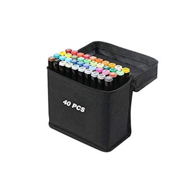 Imagem de Jueshanzj Conjunto de marcadores artísticos com ponta dupla à base de álcool, 40 cores estudante