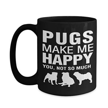 Imagem de Pugs Make Me Happy - Caneca preta V2
