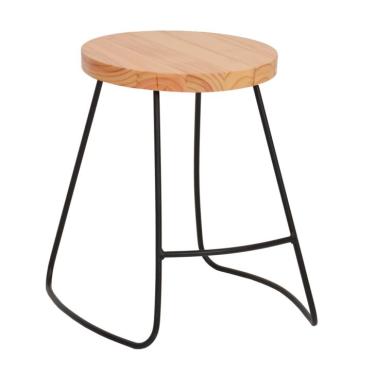 Imagem de Banco | Banqueta Dili Madeira Maciça Natural com Preto Industrial