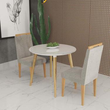Imagem de Conjunto de Mesa Redonda Veneza Com Vidro e 2 Cadeiras Onix
