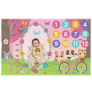 Imagem de Cenario Mesversario Lençol C/ Moldura Fotos do Bebe Unissex