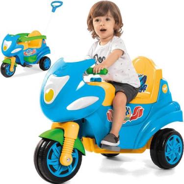 Imagem de Moto Triciclo De Passeio E Pedal Para Bebe Calesita Max Azul