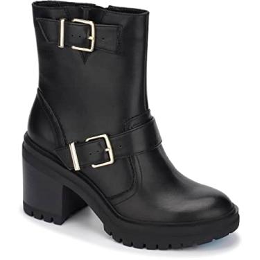 Imagem de Kenneth Cole New York Bota feminina Rhode Heel Buckle Pg Ankle Boot, Preto, 9.5
