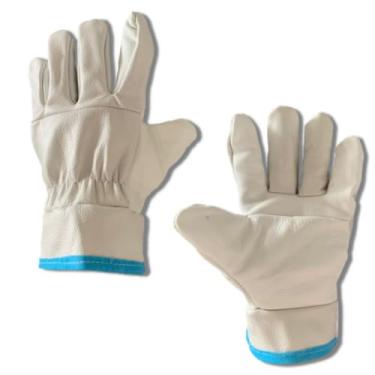 Imagem de Kit 10 Luva de Segurança Couro Vaqueta Punho 7 Cano Curto Epi Ca Obra Pedreiro Trabalho