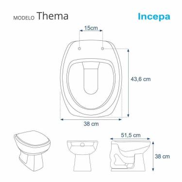 Imagem de Assento Sanitario Fechamento Lento Thema Branco Para Louça Incepa