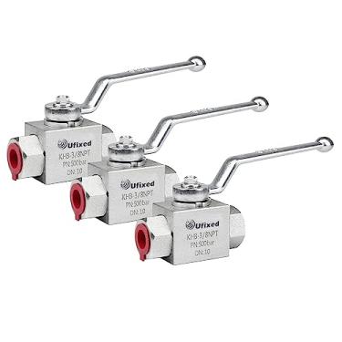 Imagem de Ufixed Válvula hidráulica 2 vias 3/8 polegadas NPT 7250 Psi de desligamento de alta pressão válvula de esfera de lavadora de pressão 4400 Psi peças da bomba de lavadora de pressão KHB válvula de esfera com alça válvula de mordida de conexão rápida pacote com 3 peças