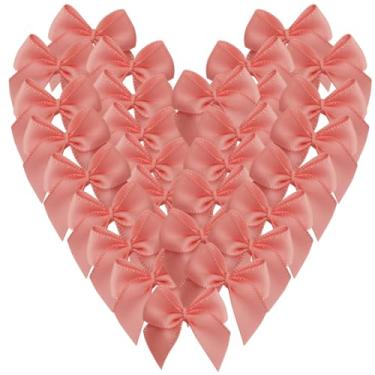 Imagem de Micomon 50 peças de mini laços de fita de cetim de 3,5 cm para artesanato, pequenos laços rosa doce para decoração de chá de bebê, enfeite de scrap-booking(rosa)