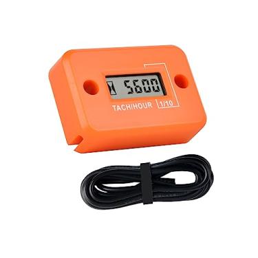 Imagem de Runleader Digital Mini Medidor de Horas de Tach, Total de Horas de Acumulação de Tot, Display RPM em Tempo Real, Operação de Bateria para Cortador de grama ZTR, Gerador de Trator e Externo ATV Motosserra Marinha Snowblower. (Laranja)
