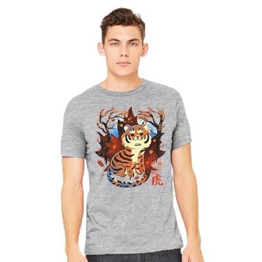 Imagem de TeeFury - Tigre no outono - Camiseta masculina animal, tigre, Pó azul, 5G