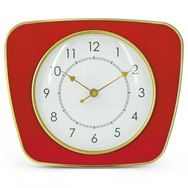 Imagem de LOMANDA Relógio de parede retrô de 23 cm, relógio de parede vermelho silencioso sem tique-taque, fácil de ler, design vintage, relógio de parede operado por bateria para decoração sala de estar,