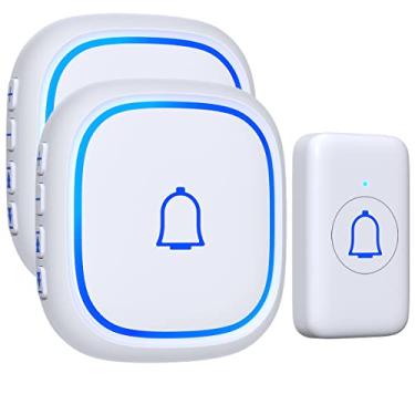 Imagem de LetsWill Campainha sem fios com 2 receptores IP66 impermeável campainha de porta sem fios de 1000 pés de alcance com 56 melodias de 7 volumes para campainha para crianças, kit de campainha para casa