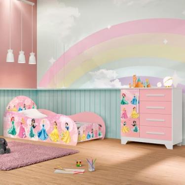 Imagem de Jogo De Quarto Infantil - Cama E Comoda Carro Personagens - Rosa