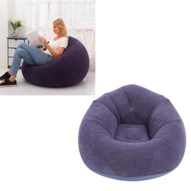 Imagem de Espreguiçadeira Inflável Portátil, Cadeira Inflável de PVC Premium Macia e Aconchegante, sofá Inflável Dobrável para Sala de Estar, Quarto, Varanda, Viagens de Escritório (Azul