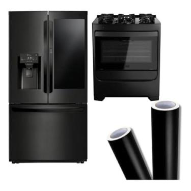 Imagem de Adesivo Vinil Envelopamento Geladeira Móveis Vidro Autocolante Impermeável (Preto Fosco, 5m x 60cm)
