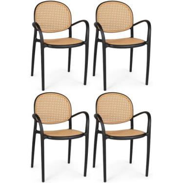 Imagem de Kit 4 Cadeiras de Jantar Roma com Braço para Sala e Cozinha - Preto - 