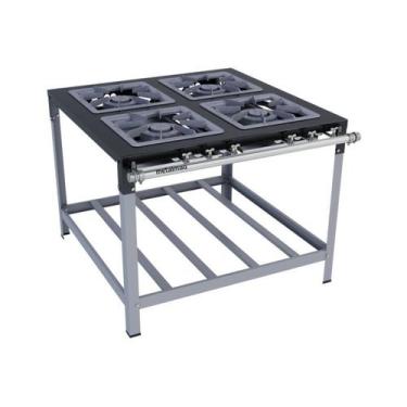 Imagem de Fogão Industrial 4 bocas Duplas 40X40 Luxo Metalmaq