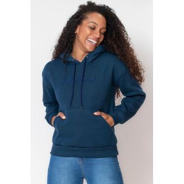 Imagem de Blusa Feminina Moletom Logo Bordado Polo Wear Azul Escuro, Azul escuro