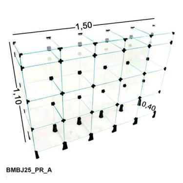 Imagem de Balcão de Vidro com Porta Bijuteria - C/ Conectivo Preto -  - 1,50 x 1