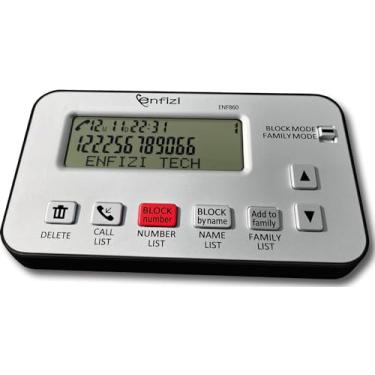 Imagem de enfizi Enf860 Bloqueador de Chamadas para Telefones Fixos/Secretária Eletrônica/Telefones Sem Fio Domésticos, Modo Duplo de Lista Negra/Lista Branca, Caixa de Identificação de Chamadas