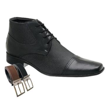 Imagem de Bota Social Sapato Masculino Leve Com Detalhe Cracolado e Cadarço + Ci